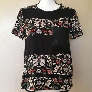 Zara Basic Short Sleeve Top faux leather Pocket